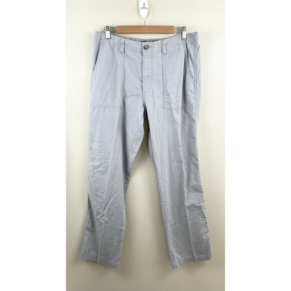 Old Navy Pants - Old Navy Linen Blend‎ Pants Women’s Ankle Gray Sz M Beach Summer Coastal Pockets